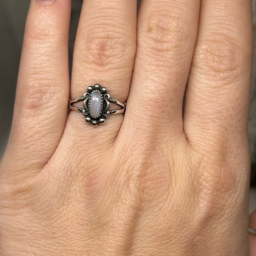 Vintage Native Agate Sterling Ring - image 5